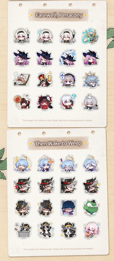 Honkai: Star Rail Pom-Pom Gallery Farewell, Penacony and Then Wake to Weep sticker designs
