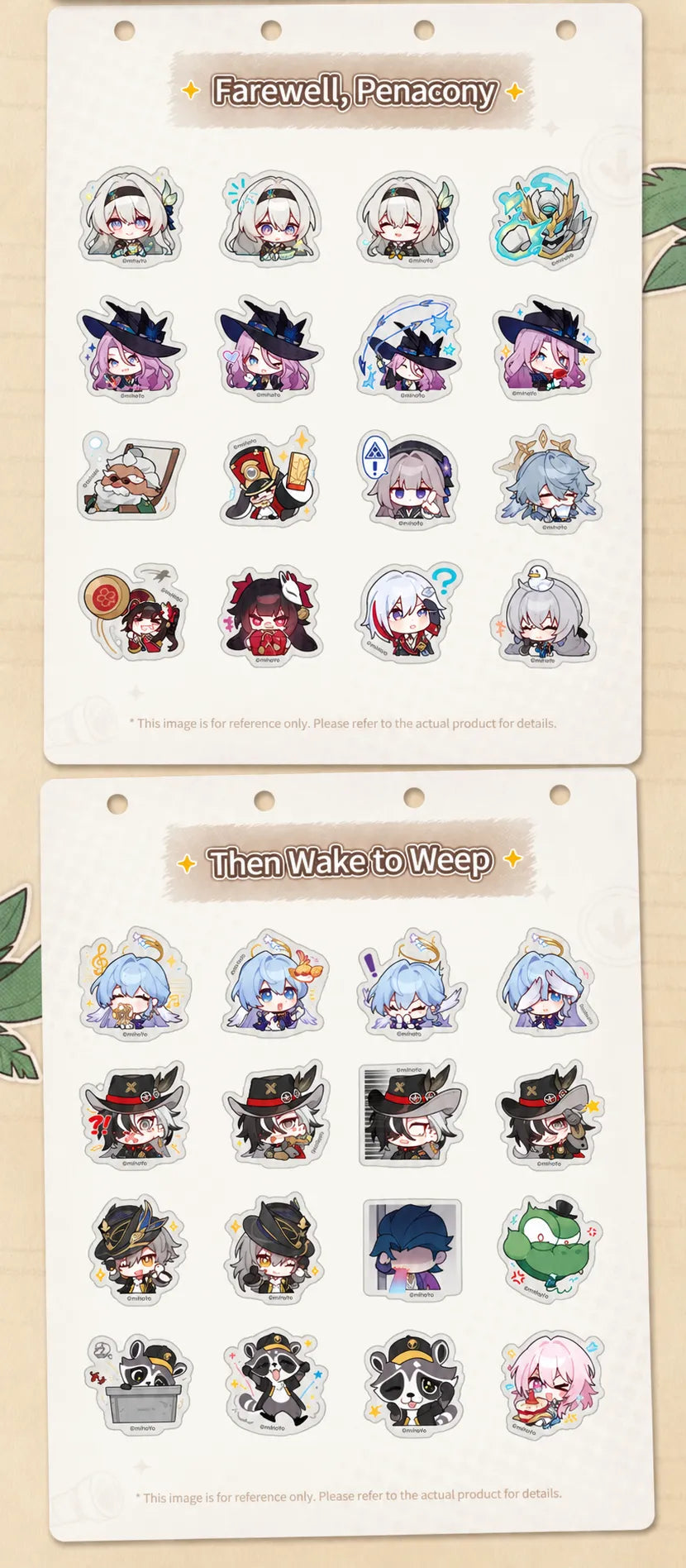 Honkai: Star Rail Pom-Pom Gallery Farewell, Penacony and Then Wake to Weep sticker designs