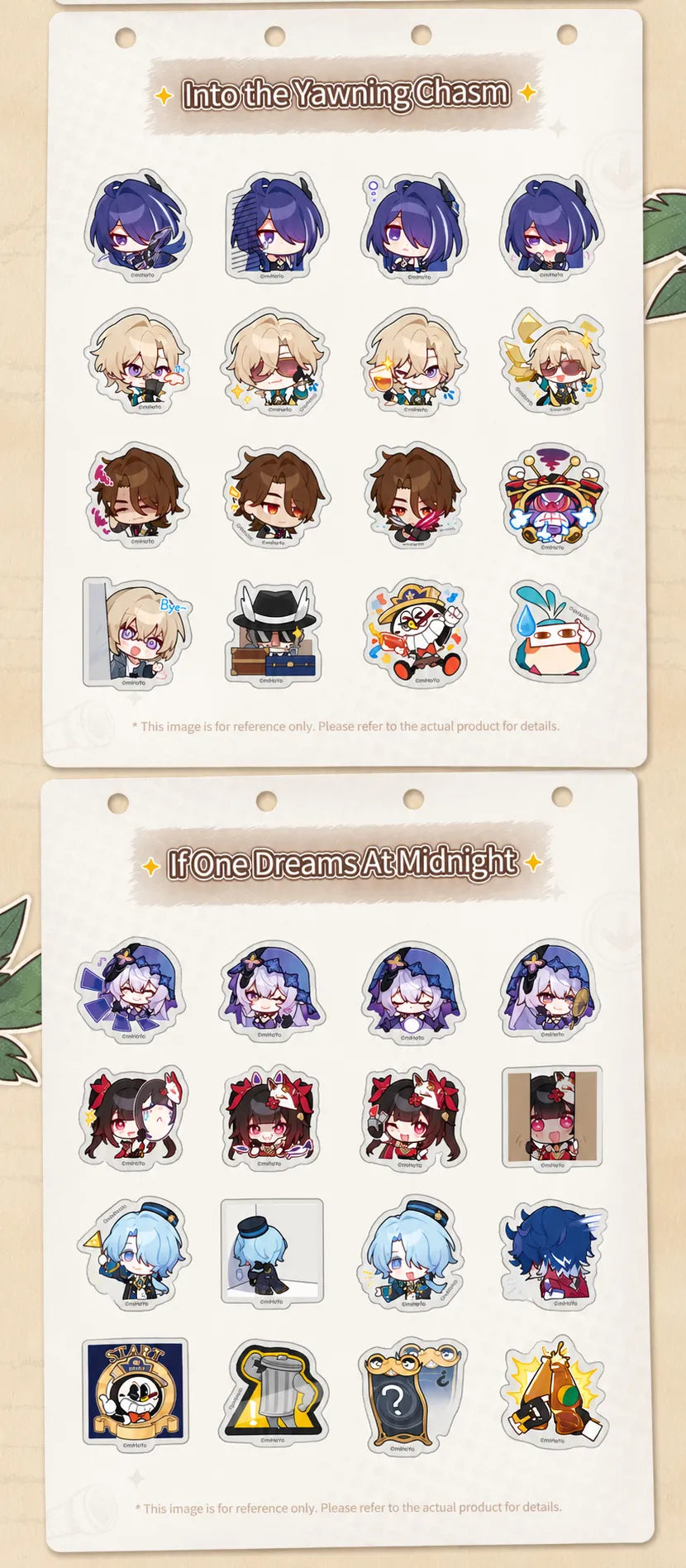 Honkai: Star Rail Pom-Pom Gallery Into the Yawning Chasm and If One Dreams At Midnight sticker designs
