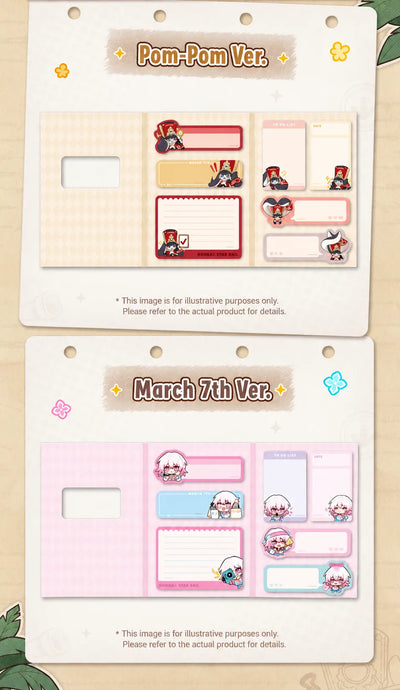 Honkai: Star Rail Pom-Pom Gallery Chibi Sticky Note Set Pom-Pom and March 7th designs