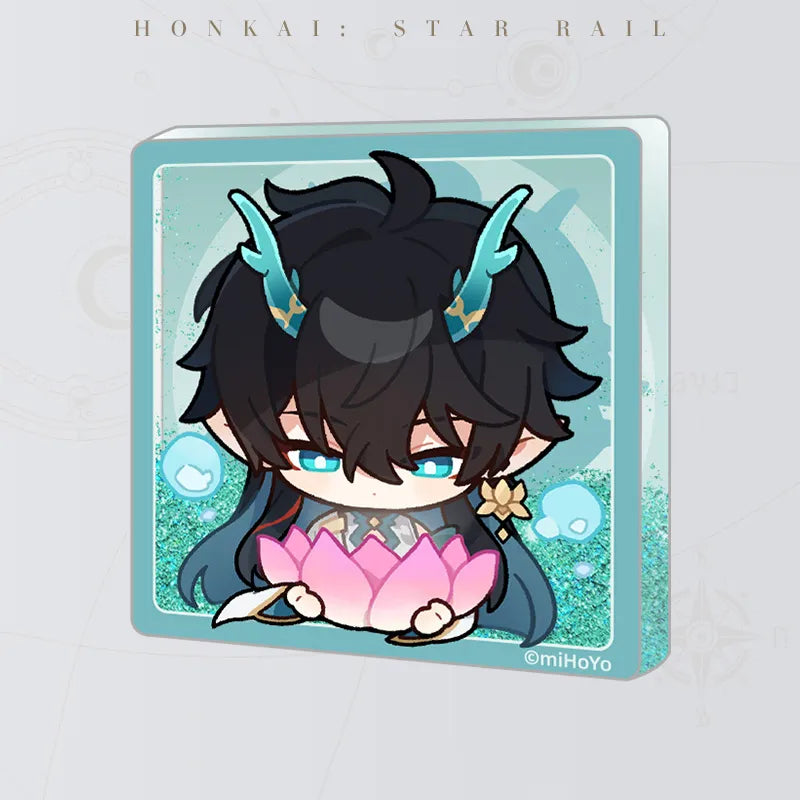 Honkai: Star Rail Pom-Pom Gallery Flowing Sand Acrylic Fridge Magnet featuring Dan Heng • Imbibitor Lunae
