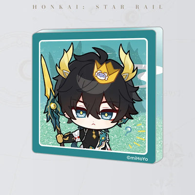 Honkai: Star Rail Pom-Pom Gallery Flowing Sand Acrylic Fridge Magnet featuring Dan Heng • Permansor Terrae