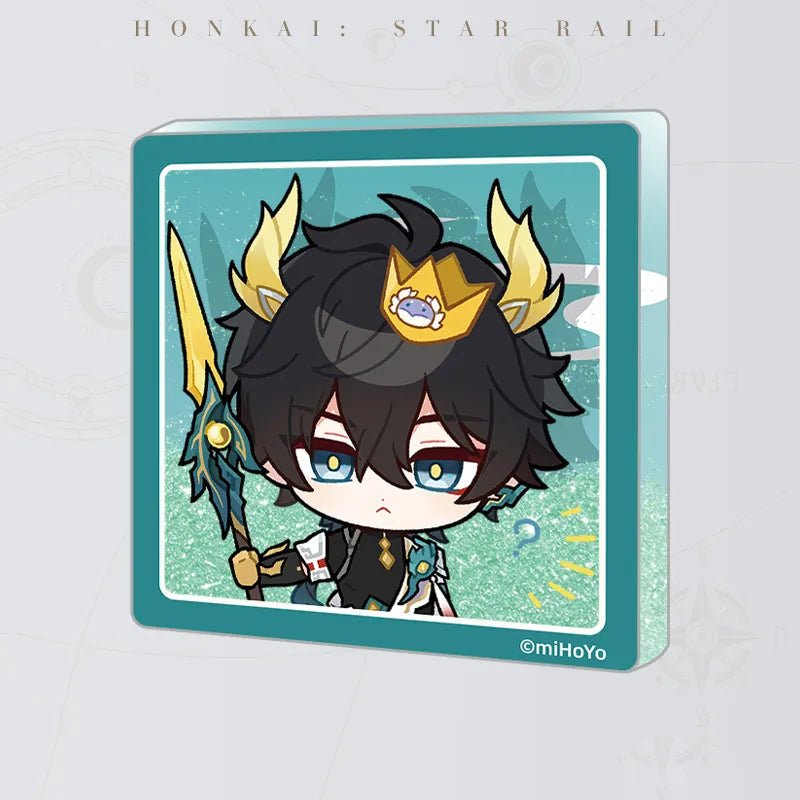 Honkai: Star Rail Pom-Pom Gallery Flowing Sand Acrylic Fridge Magnet featuring Dan Heng • Permansor Terrae