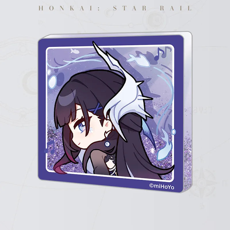 Honkai: Star Rail Pom-Pom Gallery Flowing Sand Acrylic Fridge Magnet featuring Hysilens
