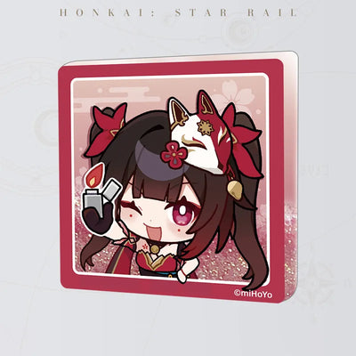 Honkai: Star Rail Pom-Pom Gallery Flowing Sand Acrylic Fridge Magnet featuring Sparkle