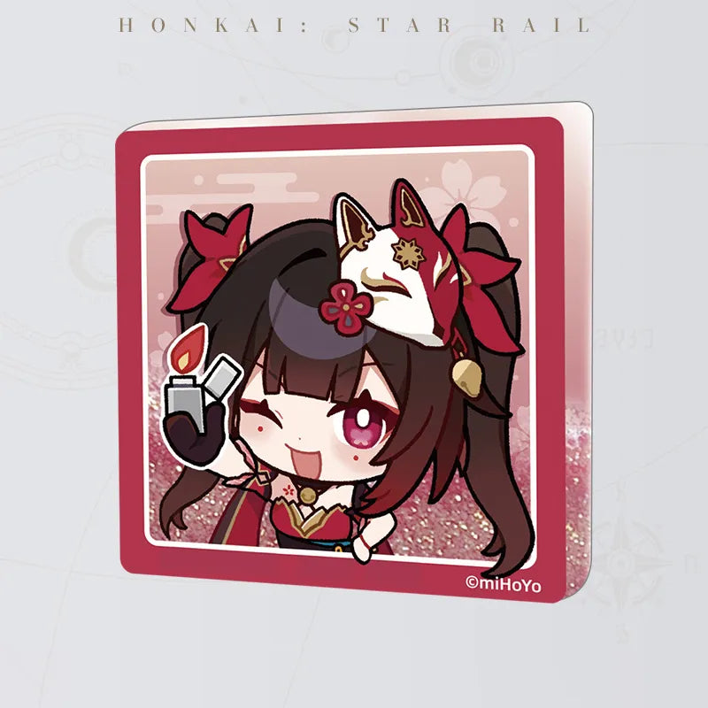 Honkai: Star Rail Pom-Pom Gallery Flowing Sand Acrylic Fridge Magnet featuring Sparkle