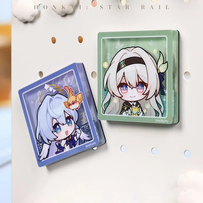 Honkai: Star Rail Pom-Pom Gallery Flowing Sand Acrylic Fridge Magnets with chibi characters