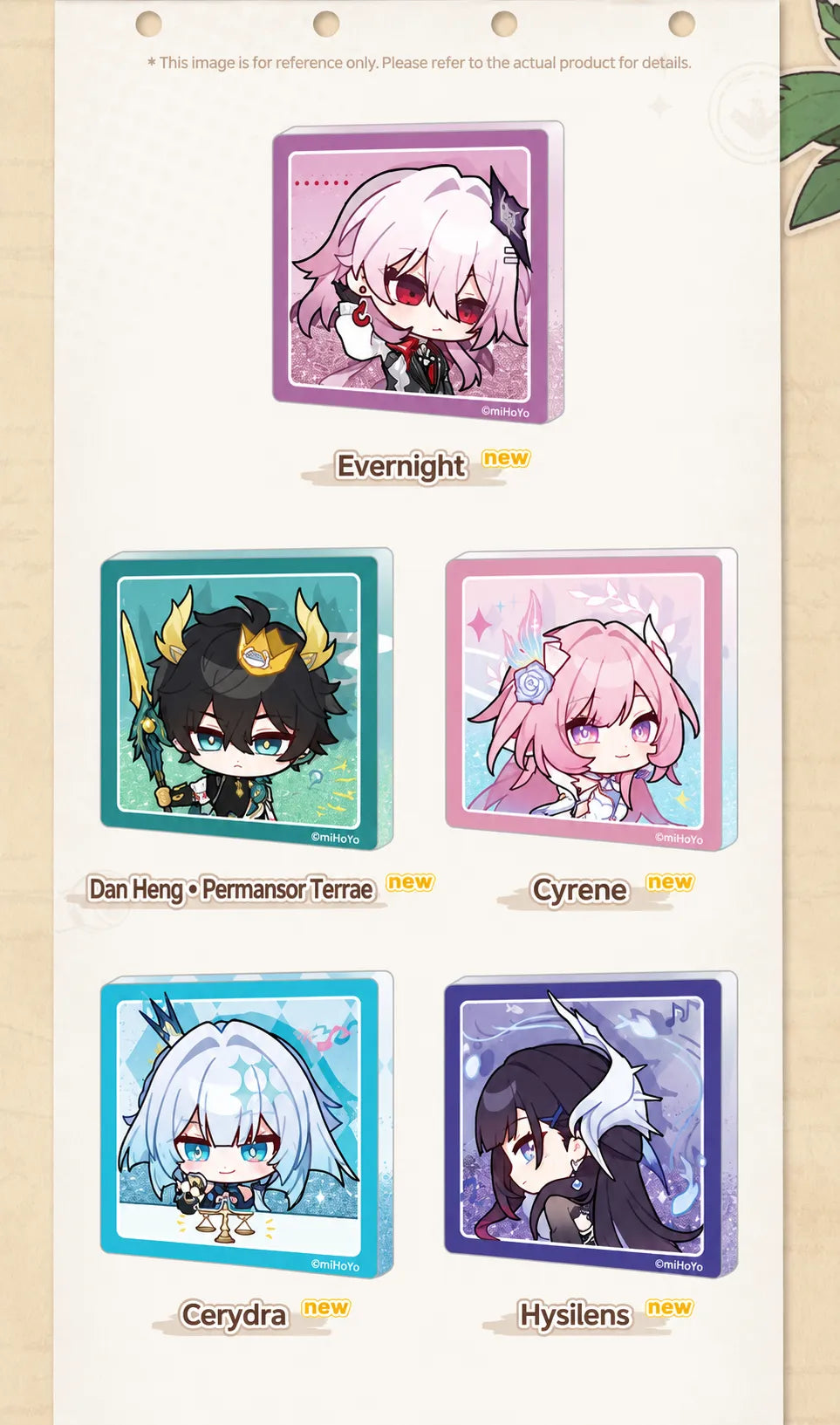Pom-Pom Gallery Flowing Sand Acrylic Fridge Magnets featuring Evernight, Dan Heng • Permansor Terrae, Cyrene, Cerydra, and Hysilens
