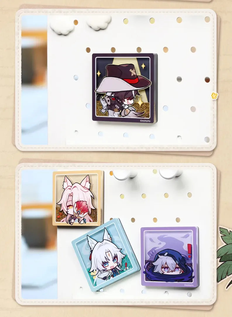 Honkai: Star Rail Pom-Pom Gallery Flowing Sand Acrylic Fridge Magnets actual product showcase