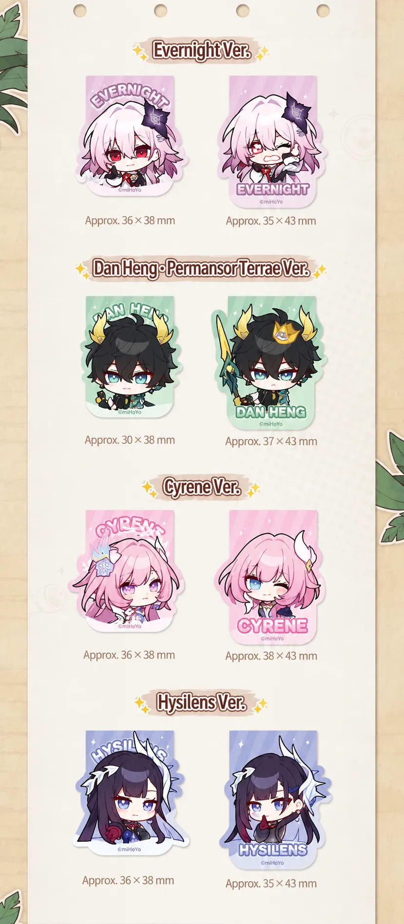 Pom-Pom Gallery Magnetic Bookmarks featuring Evernight, Dan Heng • Permansor Terrae, Cyrene, and Hysilens
