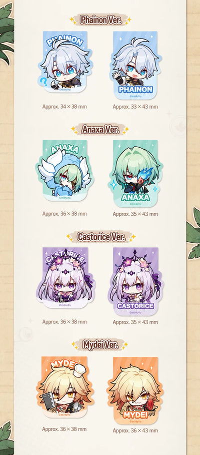 Pom-Pom Gallery Magnetic Bookmarks featuring Phainon, Anaxa, Castorice, and Mydei