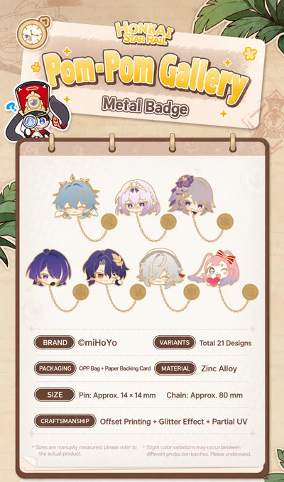 Honkai: Star Rail Pom-Pom Gallery Sunday Castorice The Herta Acheron and Dr. Ratio metal badges