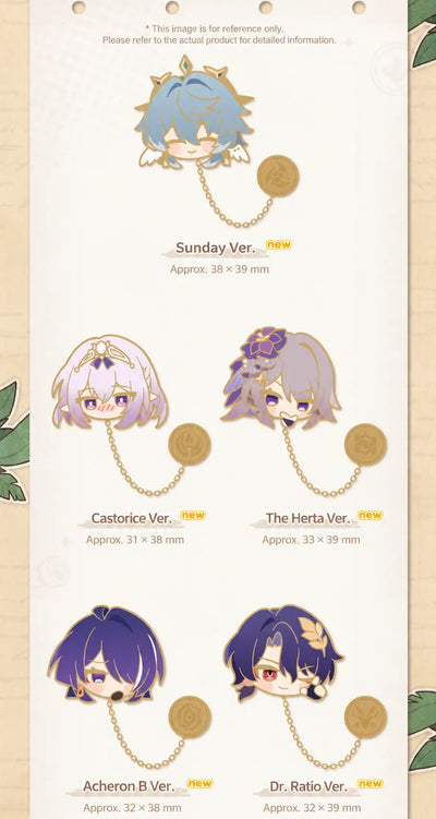Honkai: Star Rail Pom-Pom Gallery Jing Yuan Mem Trailblazers March 7th and Dan Heng metal badges