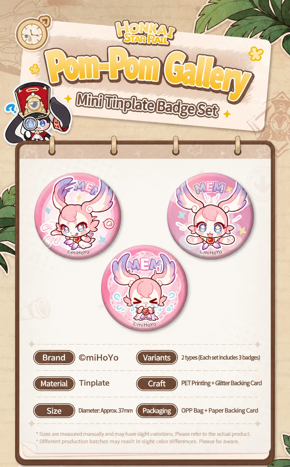 Honkai: Star Rail Pom-Pom Gallery Mini Tinplate Badge Set product specifications