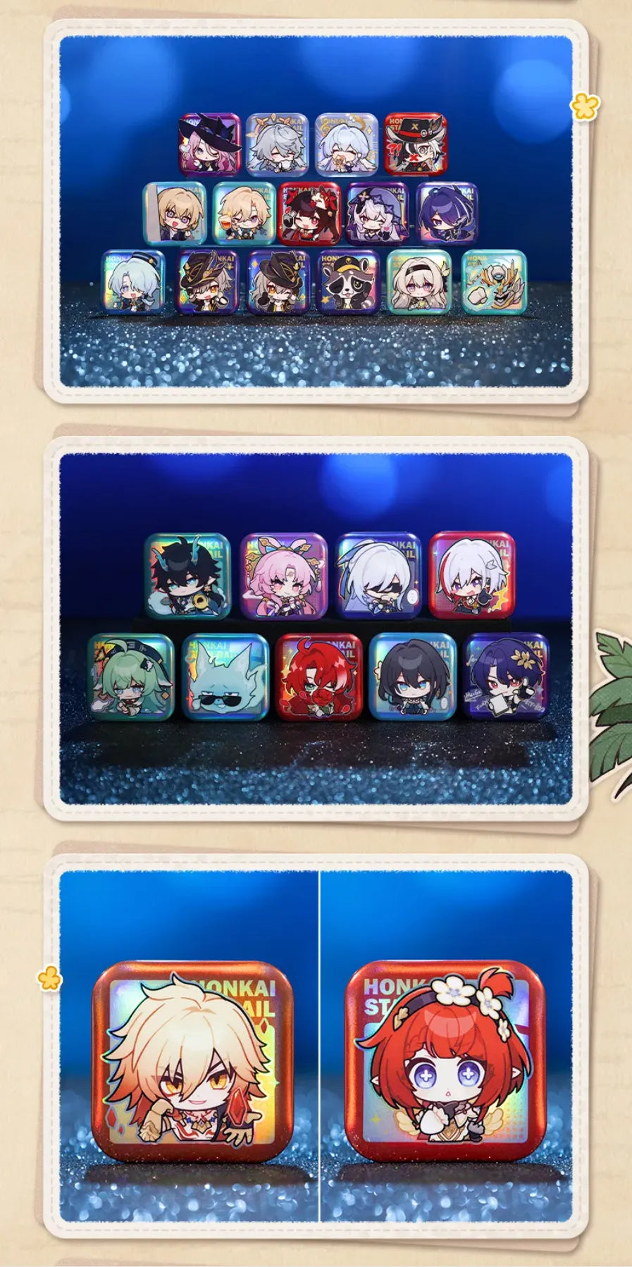 Honkai: Star Rail Pom-Pom Gallery Square Badges actual product display