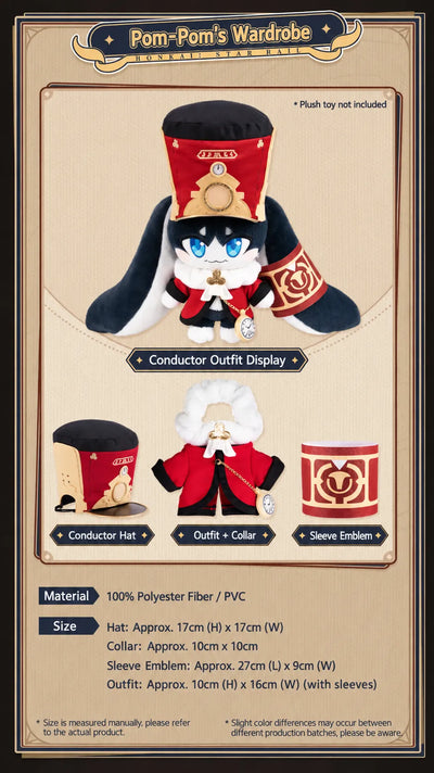 Pom-Pom conductor outfit with hat, collar and sleeve emblem details