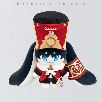 Pom-Pom plush toy with long ears and conductor outfit accessories