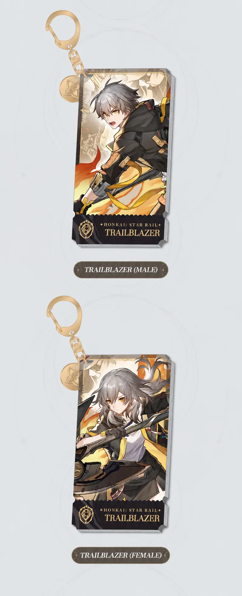 Trailblazer Male and Trailblazer Female Preservation acrylic charms