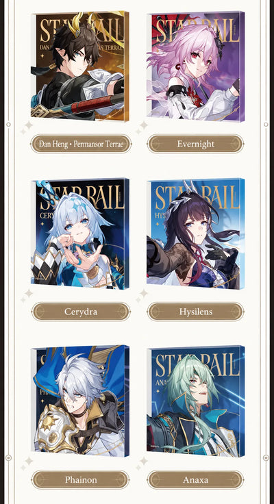 Dan Heng • Permansor Terrae, Evernight, Cerydra, Hysilens, Phainon and Anaxa acrylic display blocks