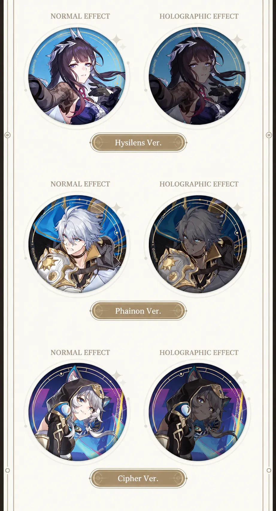 Hysilens, Phainon and Cipher badge effect comparisons