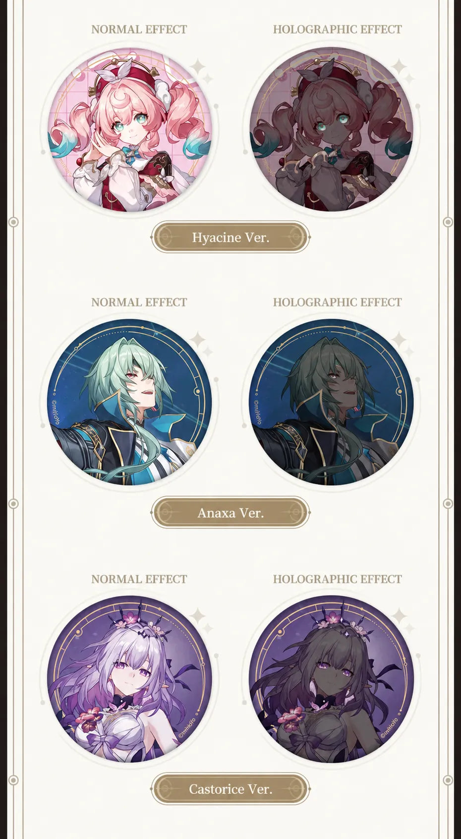 Hyacine, Anaxa and Castorice badge effect comparisons