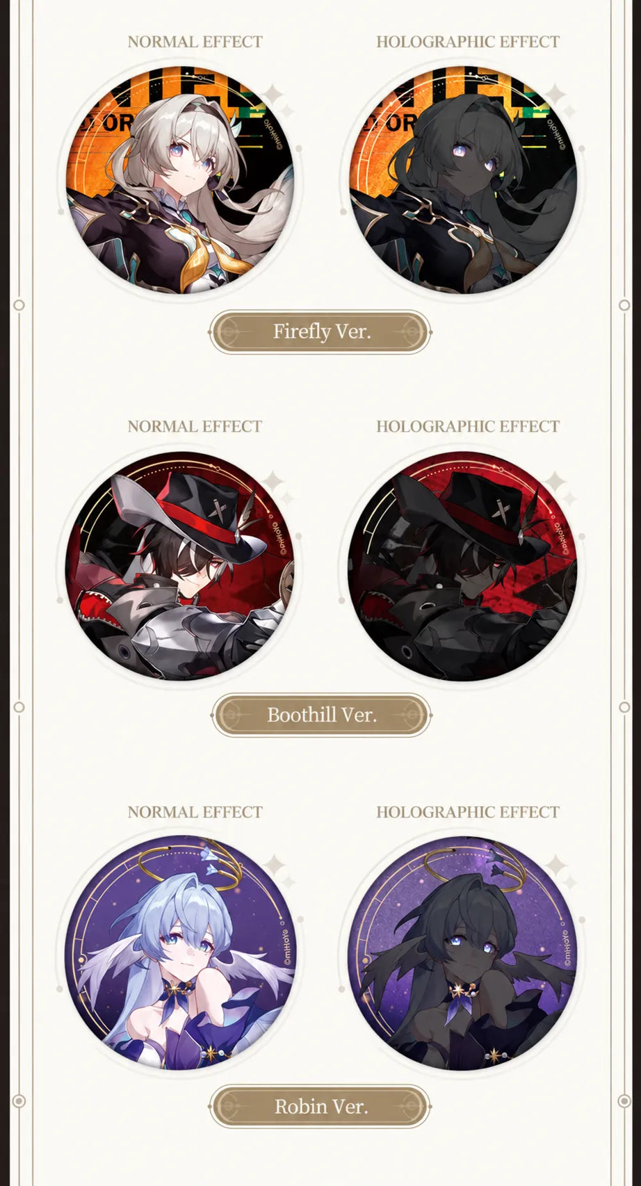 Firefly, Boothill and Robin badge effect comparisons