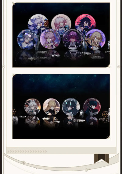Ruan Mei badge product photographs showing normal and reflective finishes