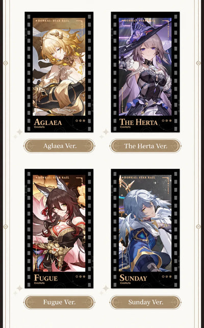 Filmstrip Cards featuring Aglaea, The Herta, Fugue and Sunday