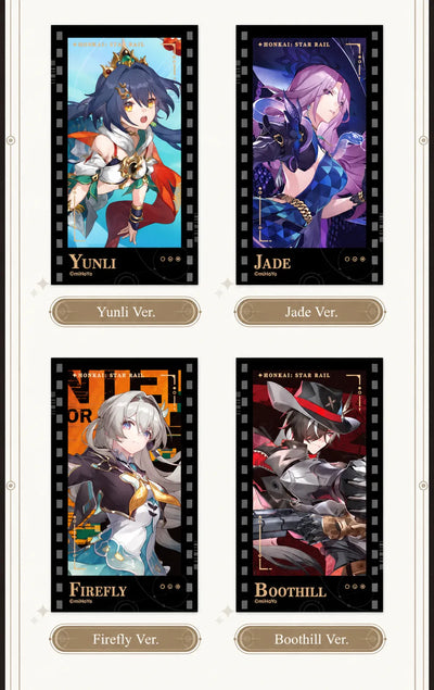Filmstrip Cards featuring Yunli, Jade, Firefly and Boothill