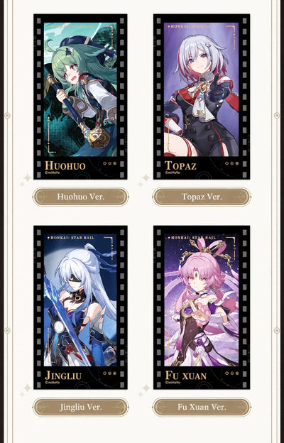Filmstrip Cards featuring Huohuo, Topaz, Jingliu and Fu Xuan