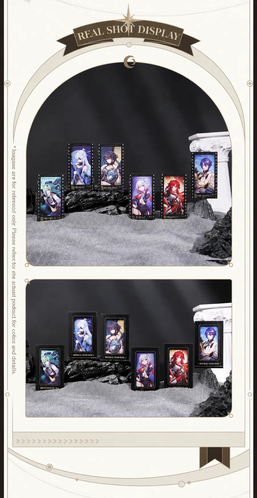 Starry Invitation Series Filmstrip Cards shown in two collectible product displays