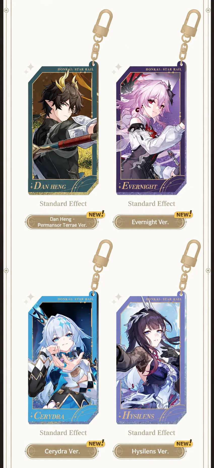 Dan Heng • Permansor Terrae, Evernight, Cerydra and Hysilens acrylic charms