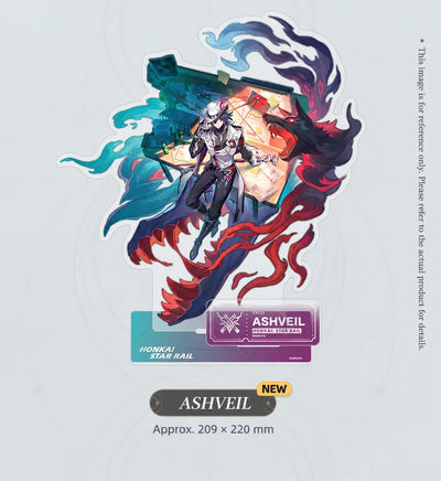 Ashveil The Hunt acrylic standee with character artwork and display base