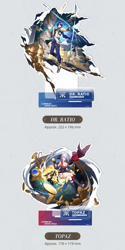Dr. Ratio and Topaz The Hunt acrylic standees with display bases