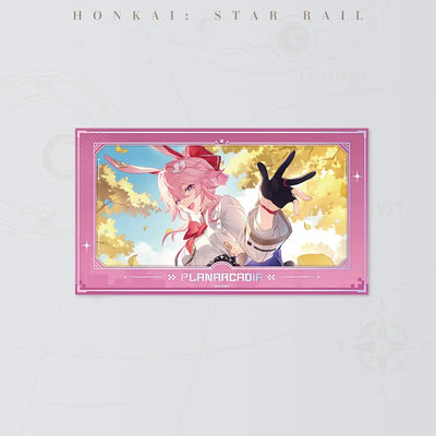 Honkai Star Rail Evanescia's Farewell film-style card featuring Evanescia among golden leaves