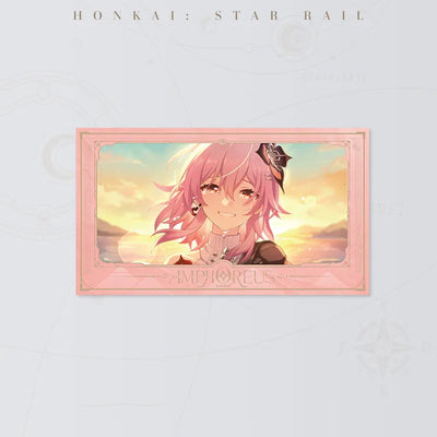 Honkai Star Rail I'm Back film-style card featuring Cyrene smiling at sunset
