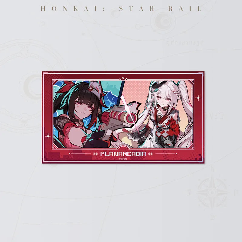 Honkai Star Rail Sparkle and Sparxie film-style card featuring both characters