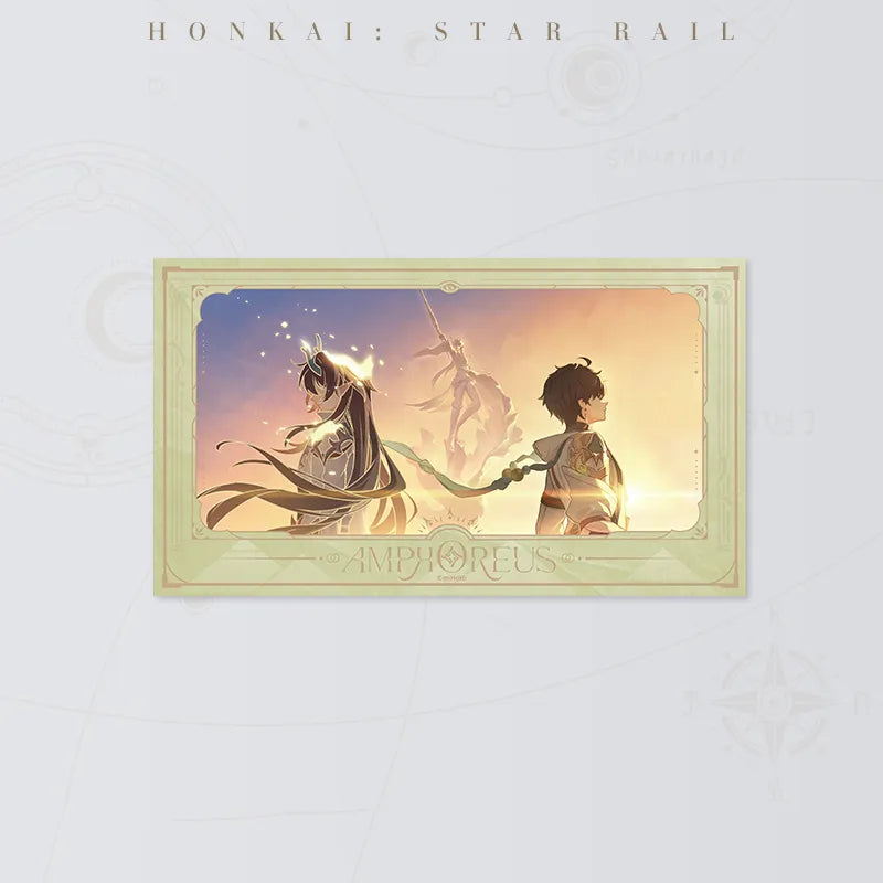 Honkai Star Rail Toward Immortality film-style card featuring an Amphoreus story scene