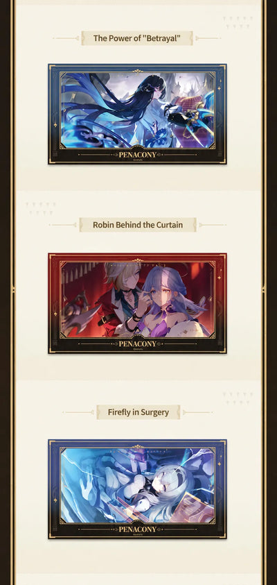 Honkai Star Rail film-style cards featuring Robin Firefly and The Power of Betrayal