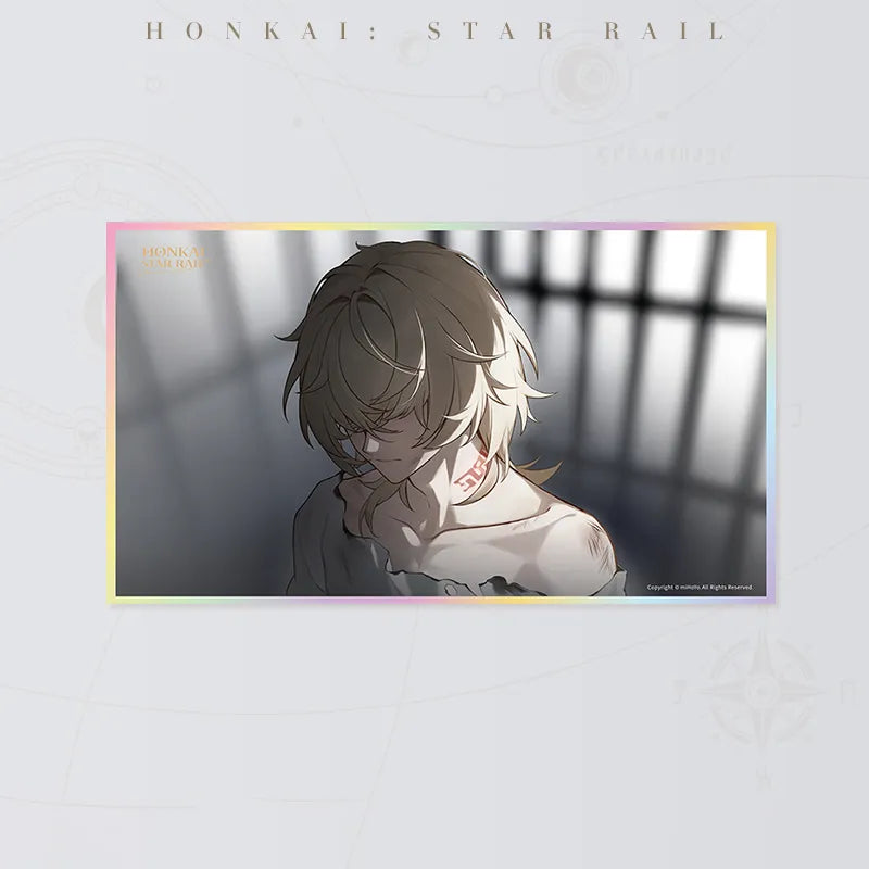 Honkai Star Rail Aventurine PET art board featuring a monochrome character portrait