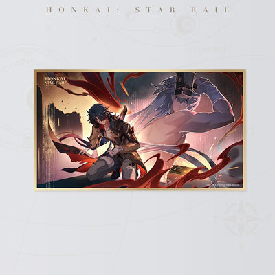 Honkai Star Rail Blade PET art board featuring a dramatic sword battle scene