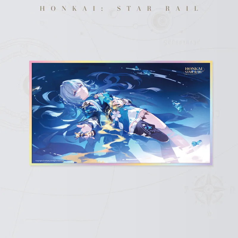 Honkai Star Rail Ceridra PET art board featuring a silver-blue-haired character in a luminous blue scene