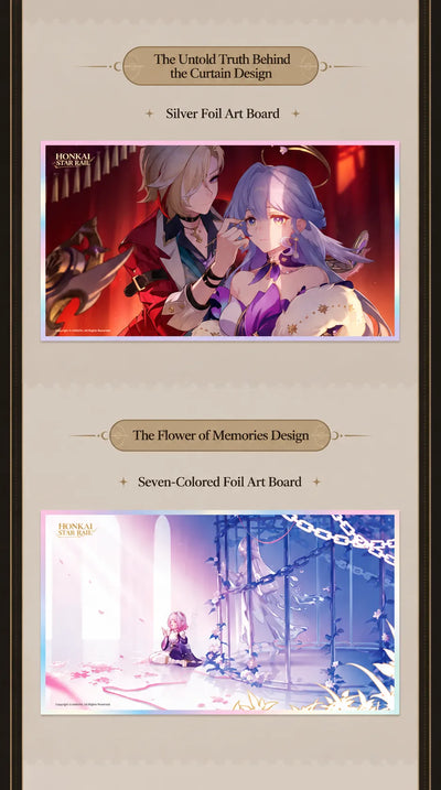 PET art board designs featuring Robin Behind the Curtain and Flower of Memory