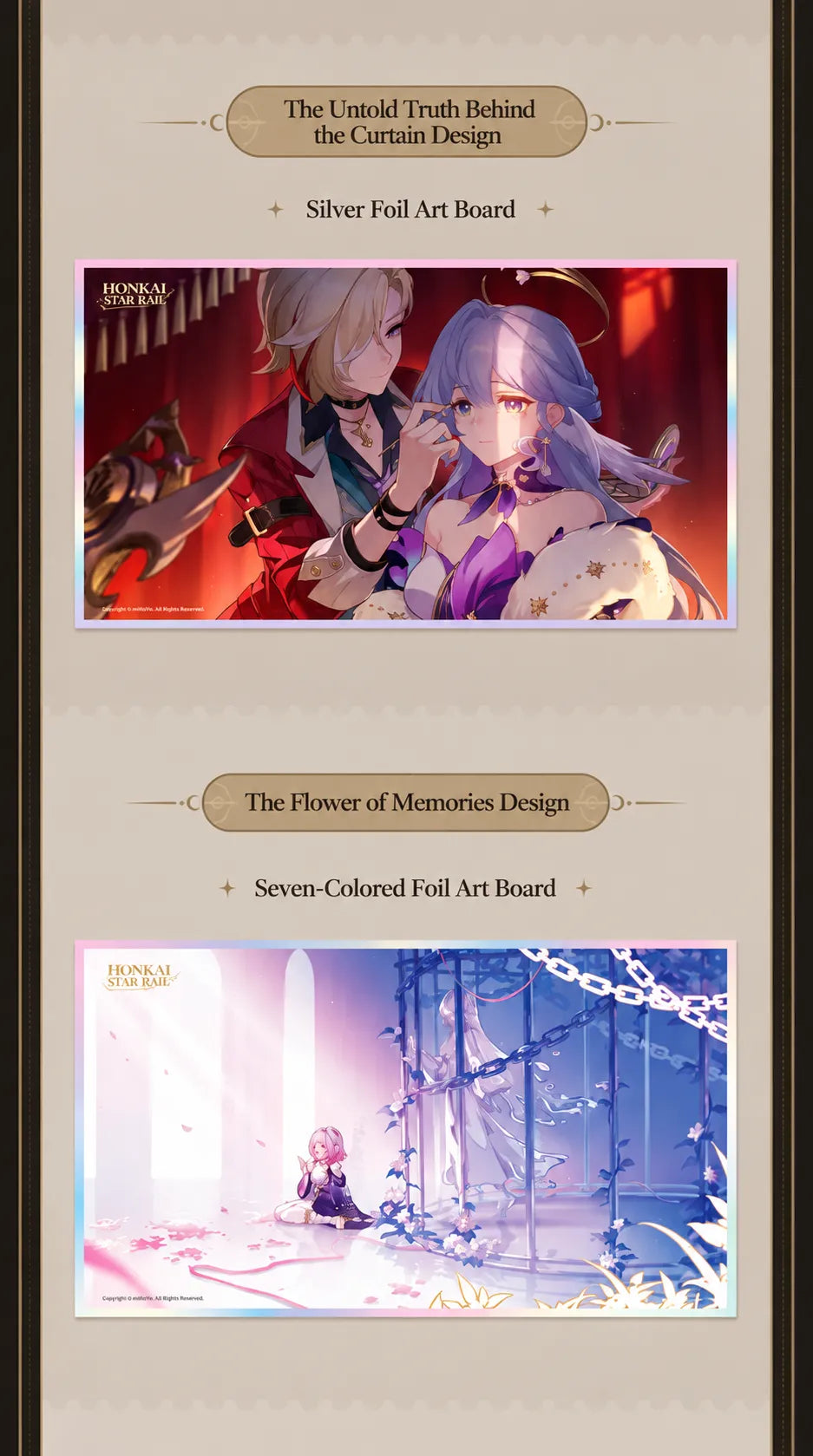 PET art board designs featuring Robin Behind the Curtain and Flower of Memory