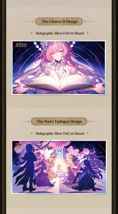 Honkai Star Rail PET art boards featuring Cyrene and Epilogue of the Epic