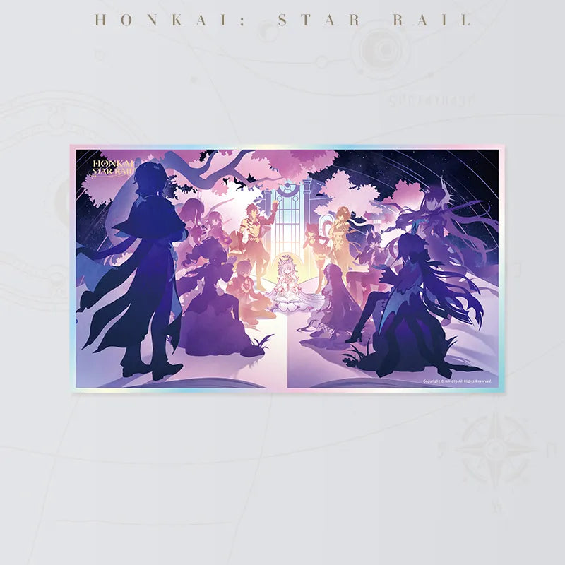 Honkai Star Rail Epilogue of the Epic PET art board featuring a group of characters beneath pink blossoms