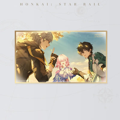 Honkai Star Rail Express Crew Reunion B PET art board featuring a joyful Astral Express reunion scene