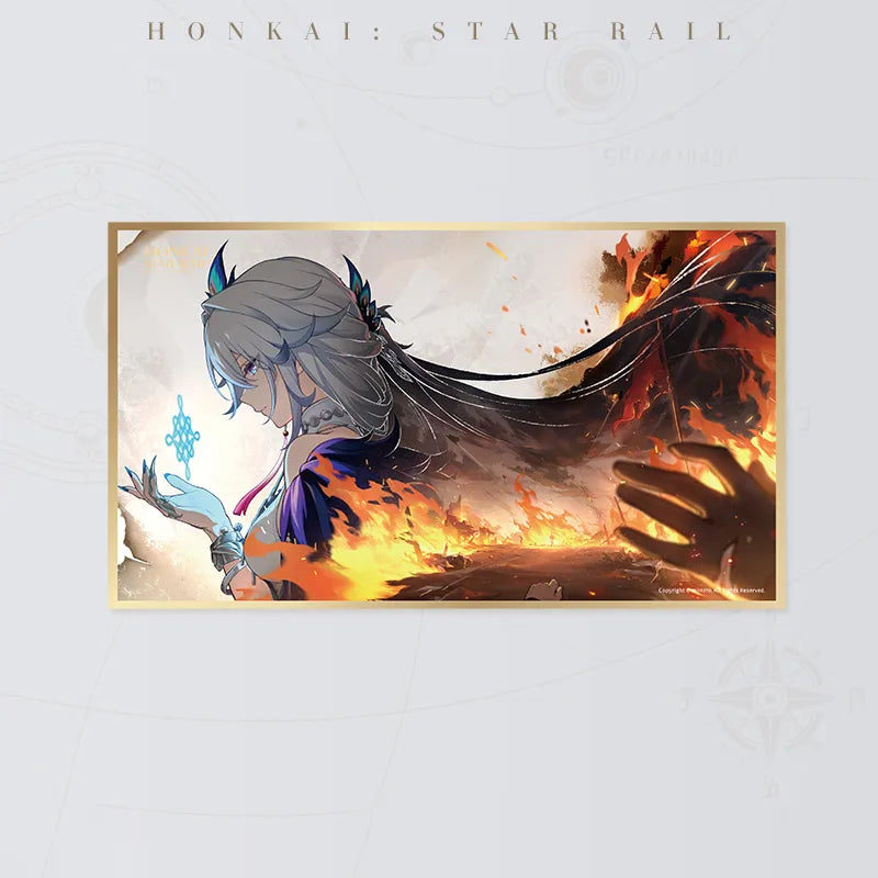 Honkai Star Rail Scalegorge Waterscape Battle PET art board featuring a character amid flames