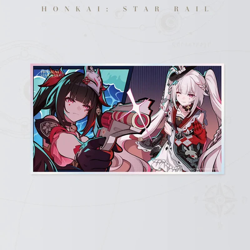 Honkai Star Rail Sparkle and Sparxie PET art board featuring both characters in colorful outfits
