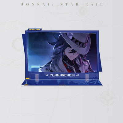 Honkai: Star Rail Ashveil A Ver. acrylic standee featuring character artwork in a hat against a blue background